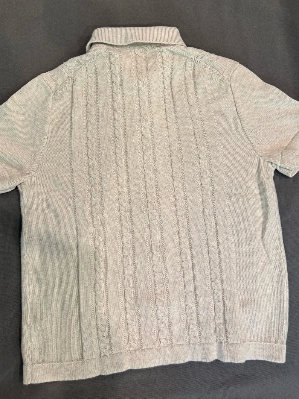 J. Crew Men's Cream Cable Knit Polo-Collar Button Front Sweater Summer Casual M